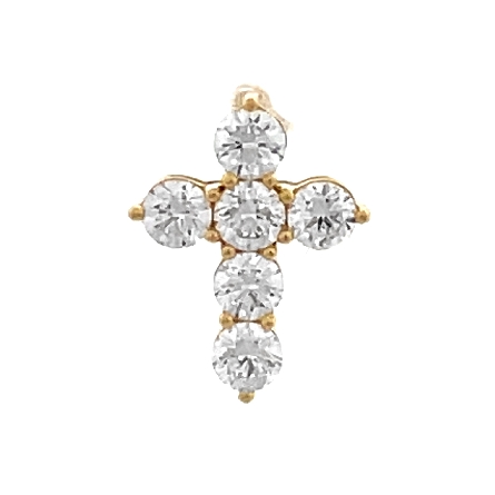 18K Yellow Gold Shared Prong Set Cross Slide w/...