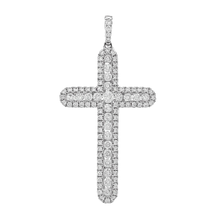 18K White Gold Rounded Cross Pendant w/Diams=1....