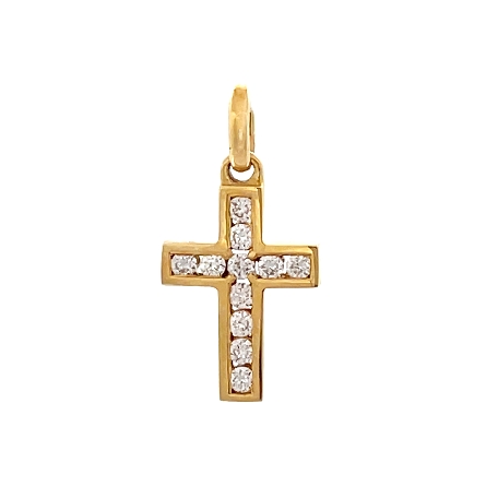 18K Yellow Gold Channel Cross Pendant w/Diams=....