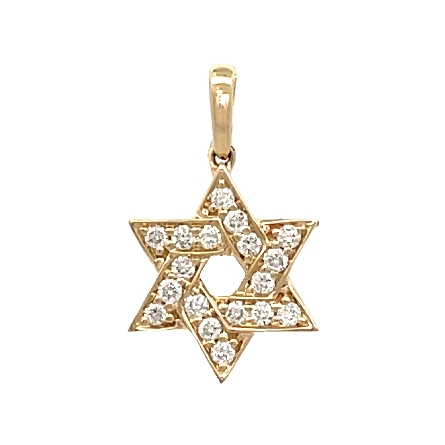 14K Yellow Gold Star of David Pendant w/18 Diam...