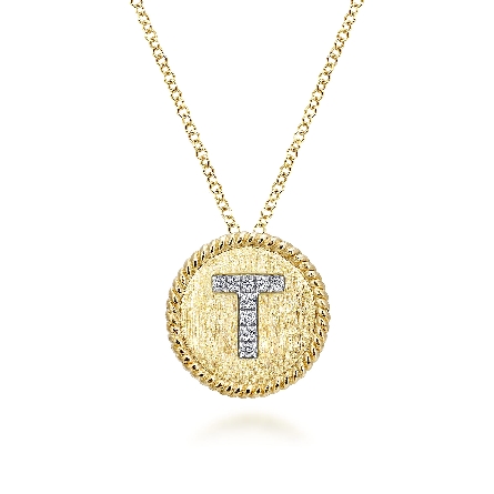 14K Yellow and White Gold Gabriel Round Disc In...