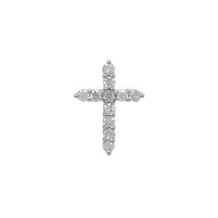 14K White Gold Shared Prong Cross Pendant w/Dia...