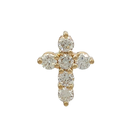 14K Yellow Gold Shared Prong Cross Pendant w/6D...