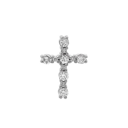 14K White Gold Alternating Size Shared Prong Cr...