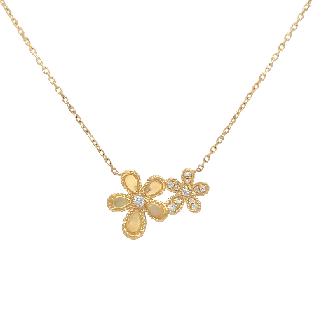 /home/earthtreasures/catalog.shopearthtreasures.com/imagedumplarge/EARTH_A7-201278.jpg 14K Yellow Gold Adjustable 16-18inch Two Flower...