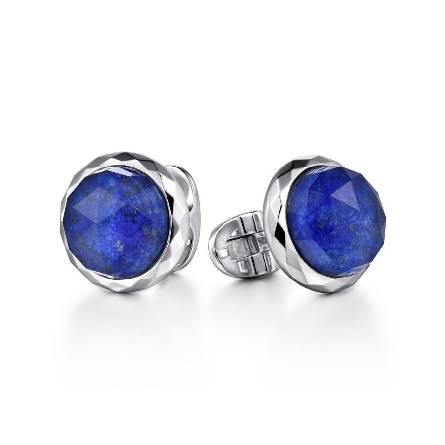 Sterling Silver Mens Faceted Cuff Links w/Rock ...
