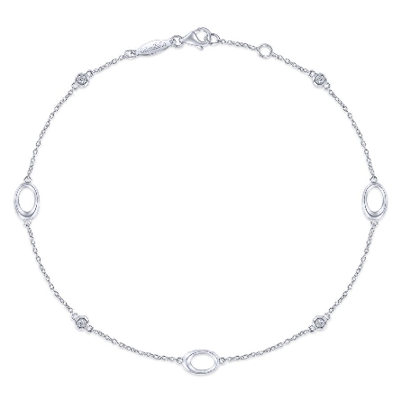 Sterling Silver 9.5-10inch Open Ovals and Bezel...