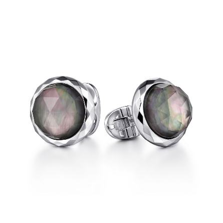 Sterling Silver Gabriel Mens Faceted Cuff Links...