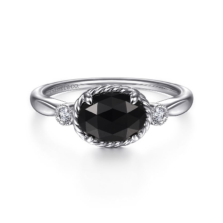 Sterling Silver East-West Oval Ring w/Rock Crys...