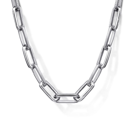 Sterling Silver 22inch Oval Faceted Links Chain...