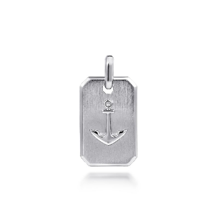 Sterling Silver Dog Tag Anchor Pendant (Chain N...