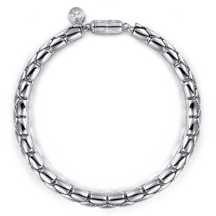 Sterling Silver 8inch Tubular Chain Bracelet #T...