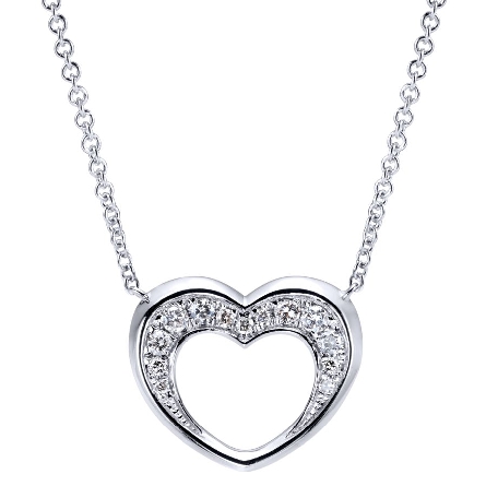 Sterling Silver 18inch Open Pave Top Heart Neck...