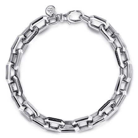 Sterling Silver Mens 8.5inch Modified Oval Link...