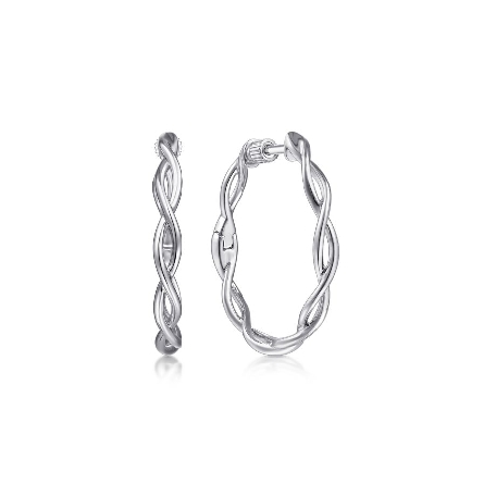 Sterling Silver 25mm Twisted Round Hoop Earring...