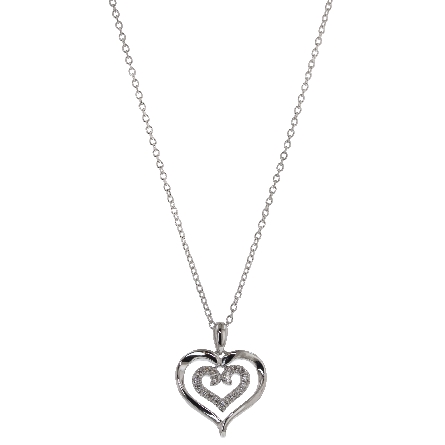 Sterling Silver Double Heart Pendant w/Diams=.12ctw on 18inch Chain #NK4082SV5JJ (S1735482)