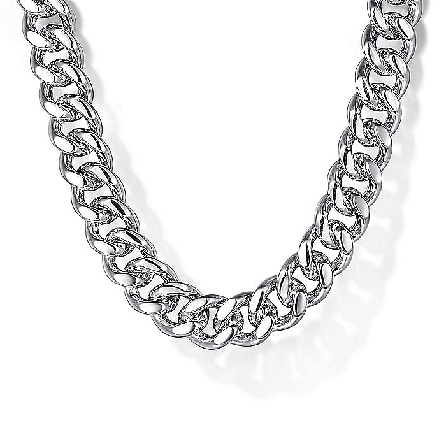 Sterling Silver Mens 22inch 7mm Cuban Link Chai...