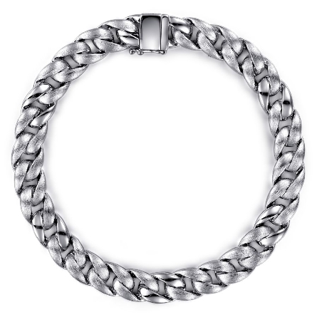 Sterling Silver 8inch 7.75mm Reversible Brushed...