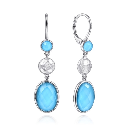 Sterling Silver Gabriel Drop Earrings w/Rock Crystal Quartz and Turquoise Doublet=12.87ctw #EG13925SVJXT (S1440451)