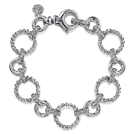 Sterling Silver Gabriel 6.5inch Bujukan Bead Cuff Bracelet w/Black Spinel=2.33ctw #BG4747-65SVJBS (S1773957)