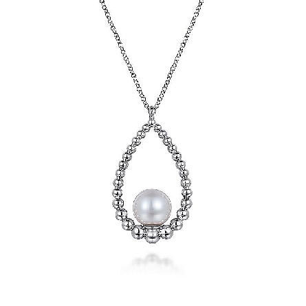 Sterling Silver Gabriel Bujukan Fresh Water Pearl TearDrop Necklace 15.5-17.5inch Chain #NK7478SVJPB (S1799962)
