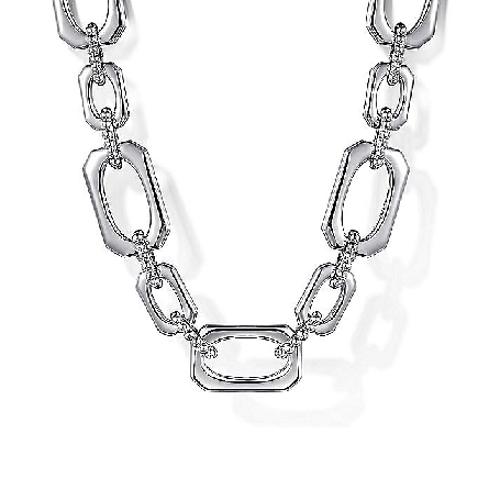 Sterling Silver 17inch Gabriel Geometric Link Chain Necklace #NK7604SVJJJ  (S1801620)