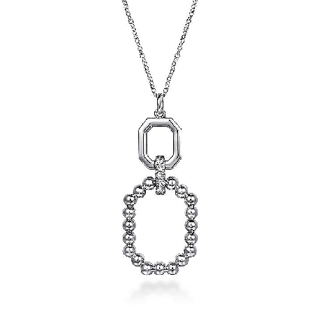 Sterling Silver Gabriel Octagon 15.5-17.5inch Adjustable Necklace w/White Sapphire=.23ctw #NK7597SVJWS (S1812391)