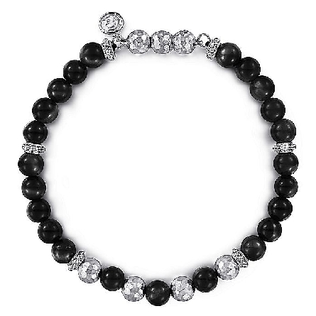 Sterling Silver Gabriel 8inch Beaded Bracelet w...