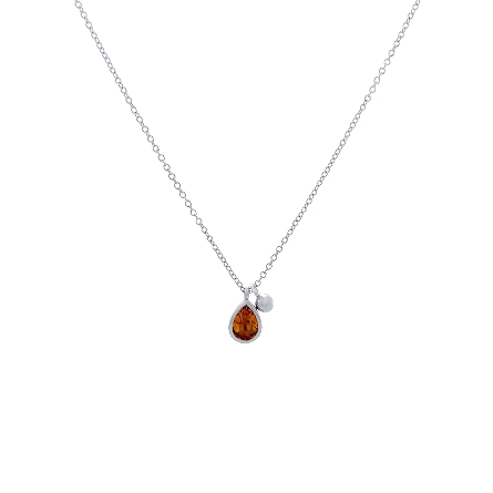 Sterling Silver Gabriel Pear Bujukan Pendant Ne...