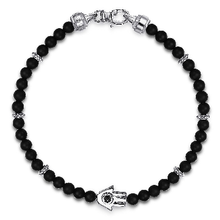 Sterling Silver 4mm Matte Facted Hamsa 8inch Br...