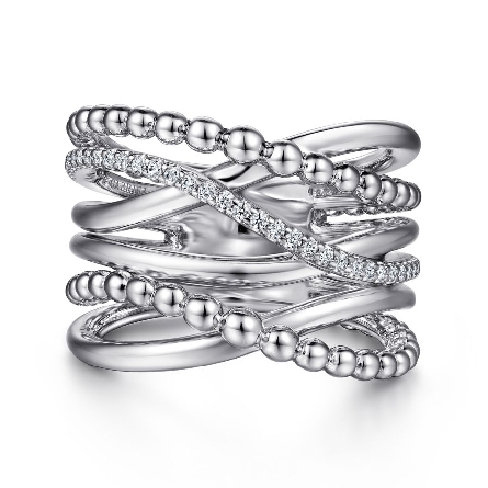 Sterling Silver Bujukan Wide Wavy Criss Cross B...