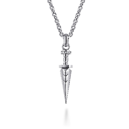 Sterling Silver Gabriel Mens Dagger Pendant 22i...