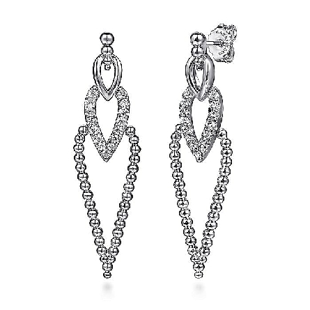 Sterling Silver Bujukan Drop Earrings w/White S...