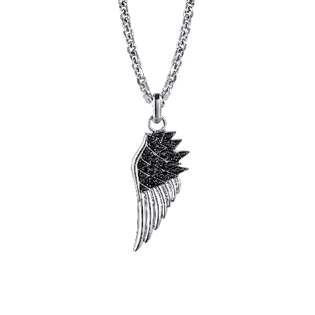 Sterling Silver Gabriel 22inch Wing Pendant Nec...