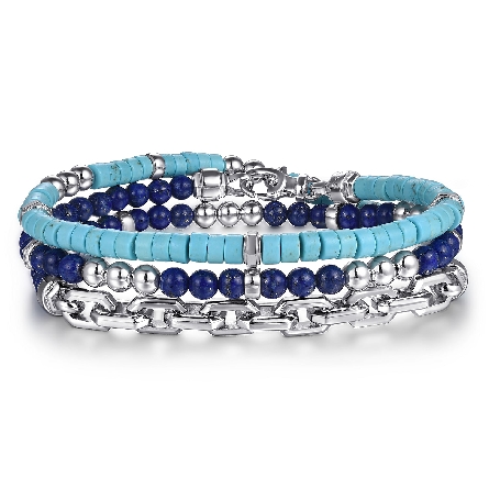 Sterling Silver Gabriel 3Row Wrap Bracelet w/Tr...