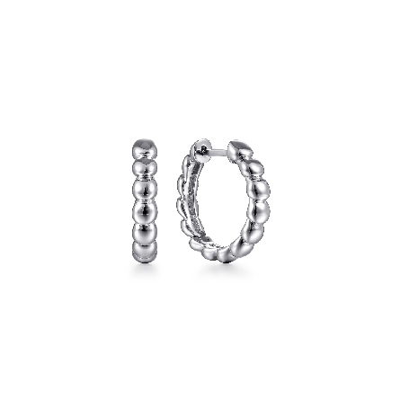 Sterling Silver 15mm Gabriel Beaded Huggie Hoop...