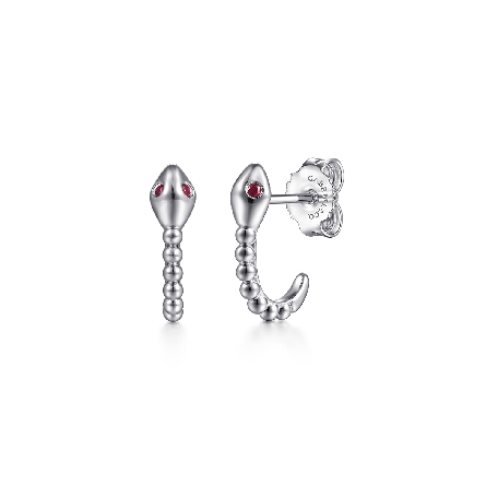 Sterling Silverr Gabriel Beaded Snake J Hoop Ea...