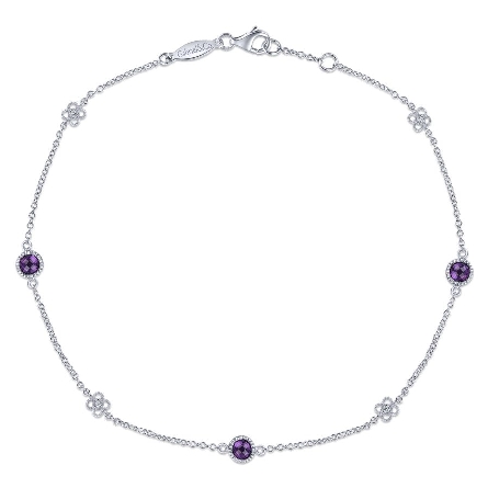 Sterling Silver 9.5-10inch Milgrain Bezel Ankle...