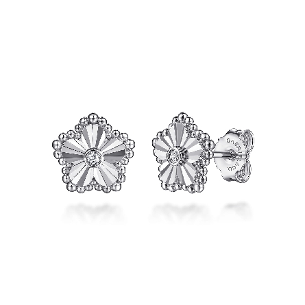 Sterling Silver Gabriel Bujukan Flower Diamond ...