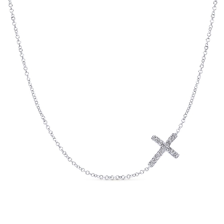 Sterling Silver 16-17inch Adjustable Side Cross...