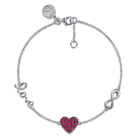 Sterling Silver 7inch Pave Heart LOVE Bracelet ...
