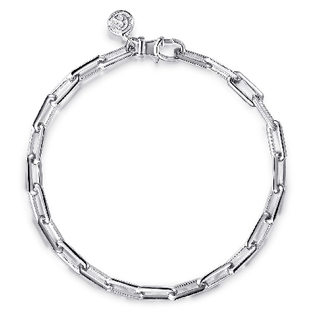 Sterling Silver Mens 7.5inch Elongated Chain Br...