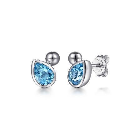 Sterling Silver Gabriel Bujukan Bezel Stud Earr...