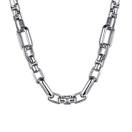 /home/earthtreasures/catalog.shopearthtreasures.com/imagedumplarge/EARTH_C13-04689.jpg Sterling Silver Gabriel 6.1mm Figaro Chain 22in...