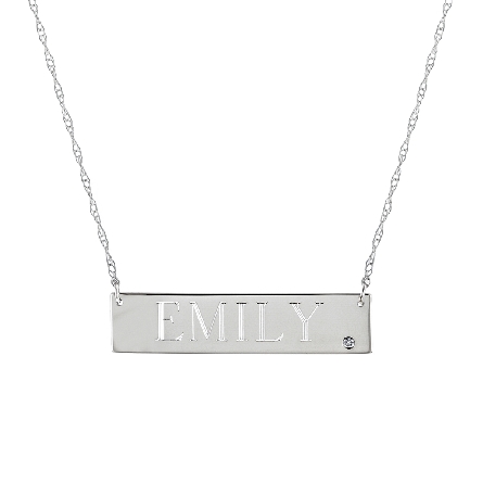 Sterling Silver 16inch Personalized EMILY Bar N...