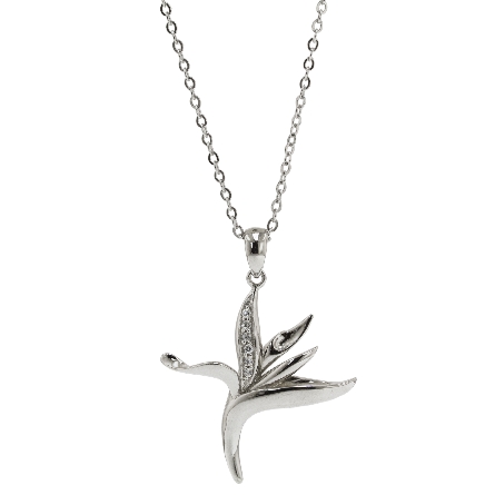 Sterling Silver CZ Bird of Paradise Pendant w/1...
