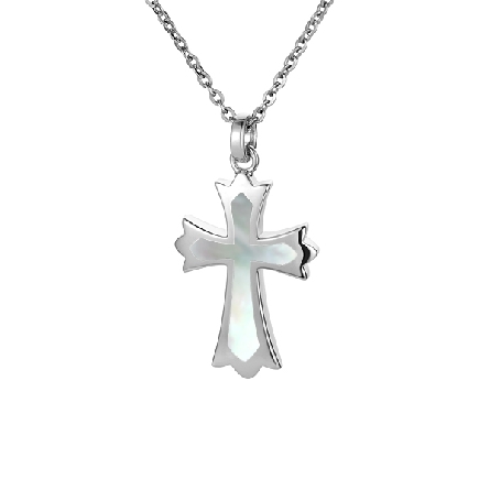 Sterling Silver Mother-of-Pearl Cross Slide on ...
