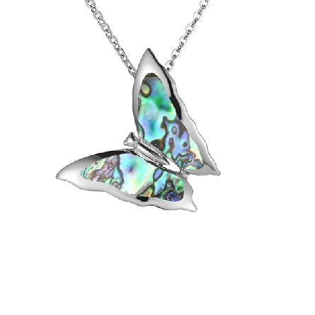 Sterling Silver Abalone Butterfly Slide on 18-1...