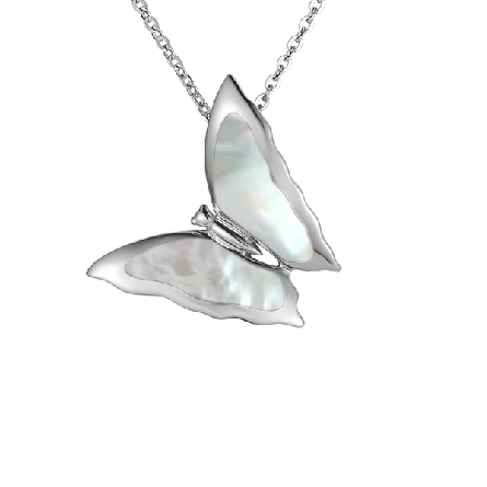Sterling Silver Mother-of-Pearl Butterfly Slide...