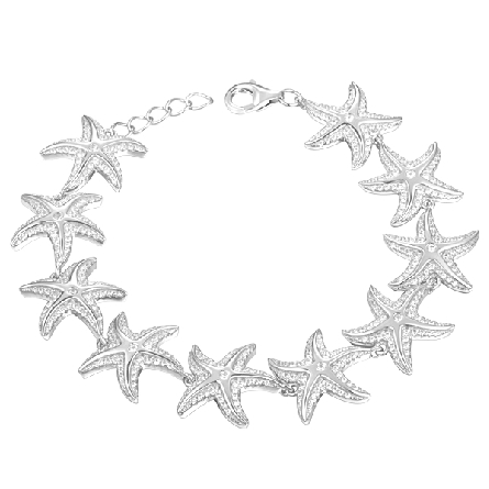 Sterling Silver 7-7.75inch CZ Starfish Bracelet...